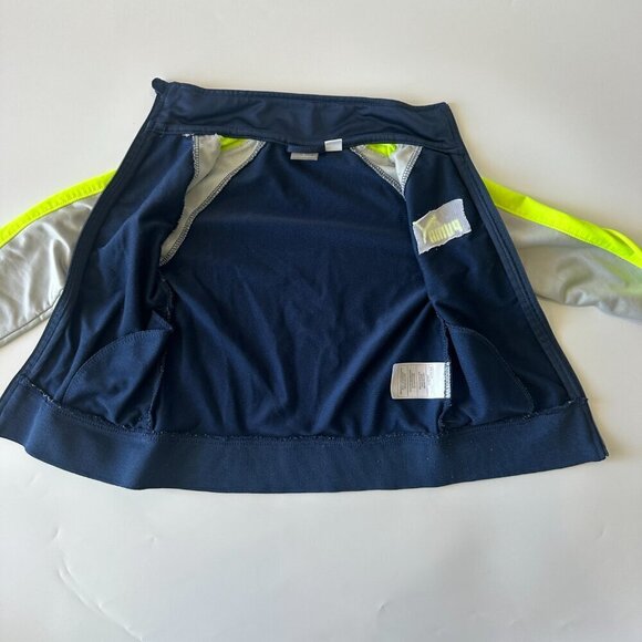 Puma Navy Blue, Gray, & Fluorescent Yellow Kids Full Zip Track Jacket Size 4 - Picture 2 of 5